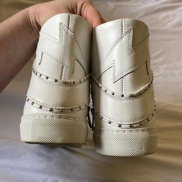 Zadig&Voltaire White Studded High Flash Leather Sneakers - Picture 3 of 7
